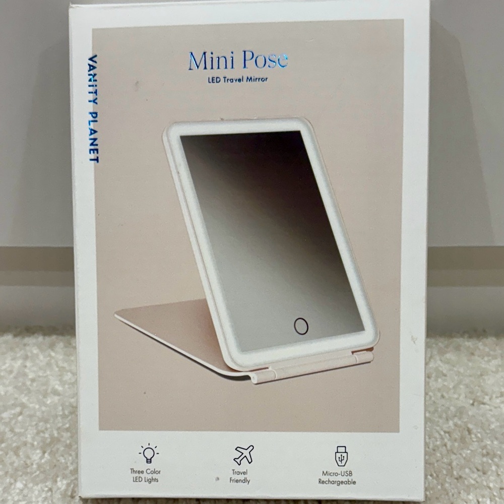 Mini Pose LED Travel Mirror - color blush by Vanity Planet